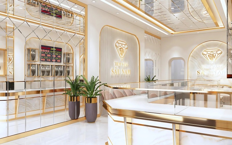 Mẫu thiết kế tiệm vàng sang trọng, thịnh hạnh nhất - Mẫu 12 Mẫu thiết kế tiệm vàng sang trọng, thịnh hạnh nhất - Mẫu 12