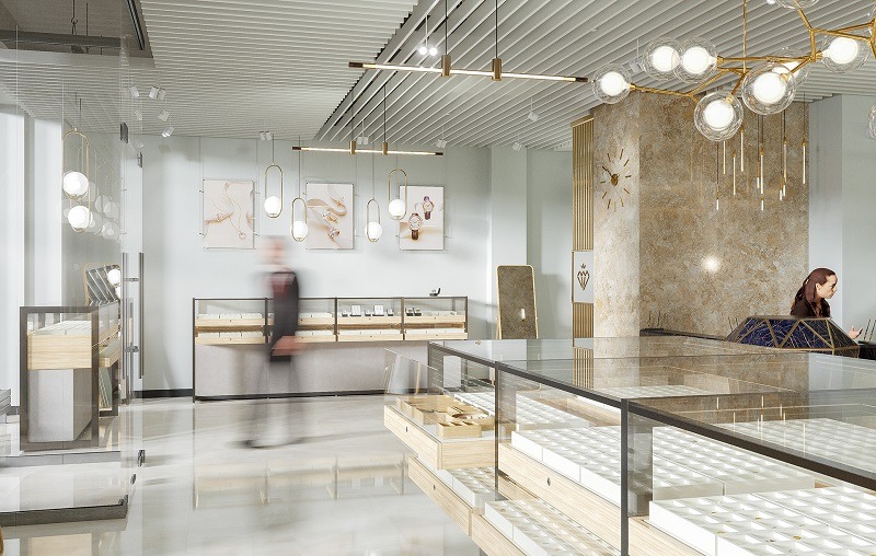 Mẫu thiết kế tiệm vàng sang trọng, thịnh hạnh nhất - Mẫu 16 Mẫu thiết kế tiệm vàng sang trọng, thịnh hạnh nhất - Mẫu 16