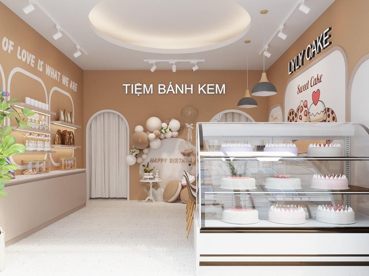Mẫu 4: Thiết kế cửa hàng bánh kem được ưa chuộng
