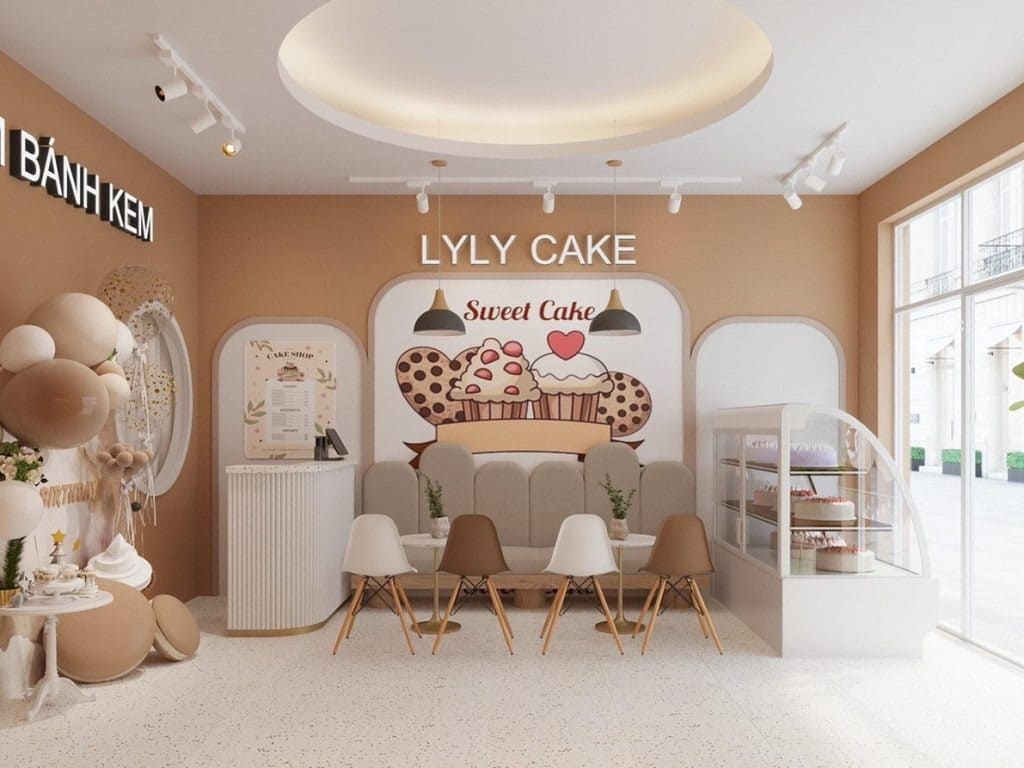 Mẫu 5: Thiết kế cửa hàng bánh kem được ưa chuộng