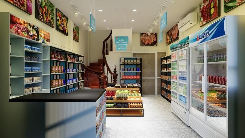 Mẫu 13 - Thiết kế cửa hàng tiện lợi ấn tượng nhất năm 2025 Mẫu 13 - Thiết kế cửa hàng tiện lợi ấn tượng nhất năm 2025