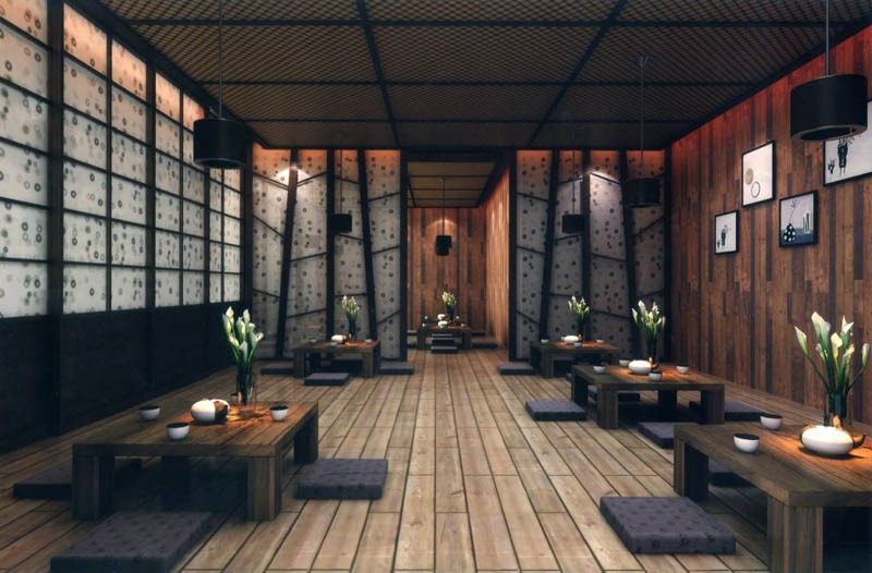 Mẫu thiết kế quán trà sữa ngồi bệt - Mẫu 10