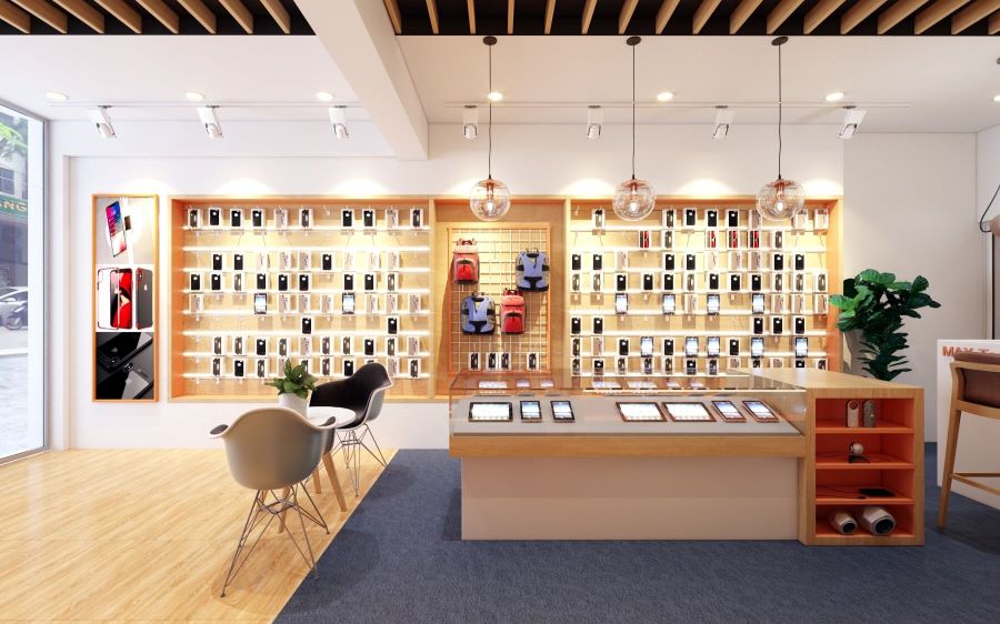 Thiết kế shop điện thoại theo phong cách Color Block Thiết kế shop điện thoại theo phong cách Color Block