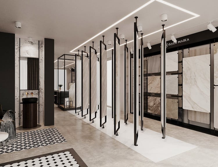 Mẫu thiết kế showroom gạch ốp lát với không gian mở - Mẫu 1 Mẫu thiết kế showroom gạch ốp lát với không gian mở - Mẫu 1