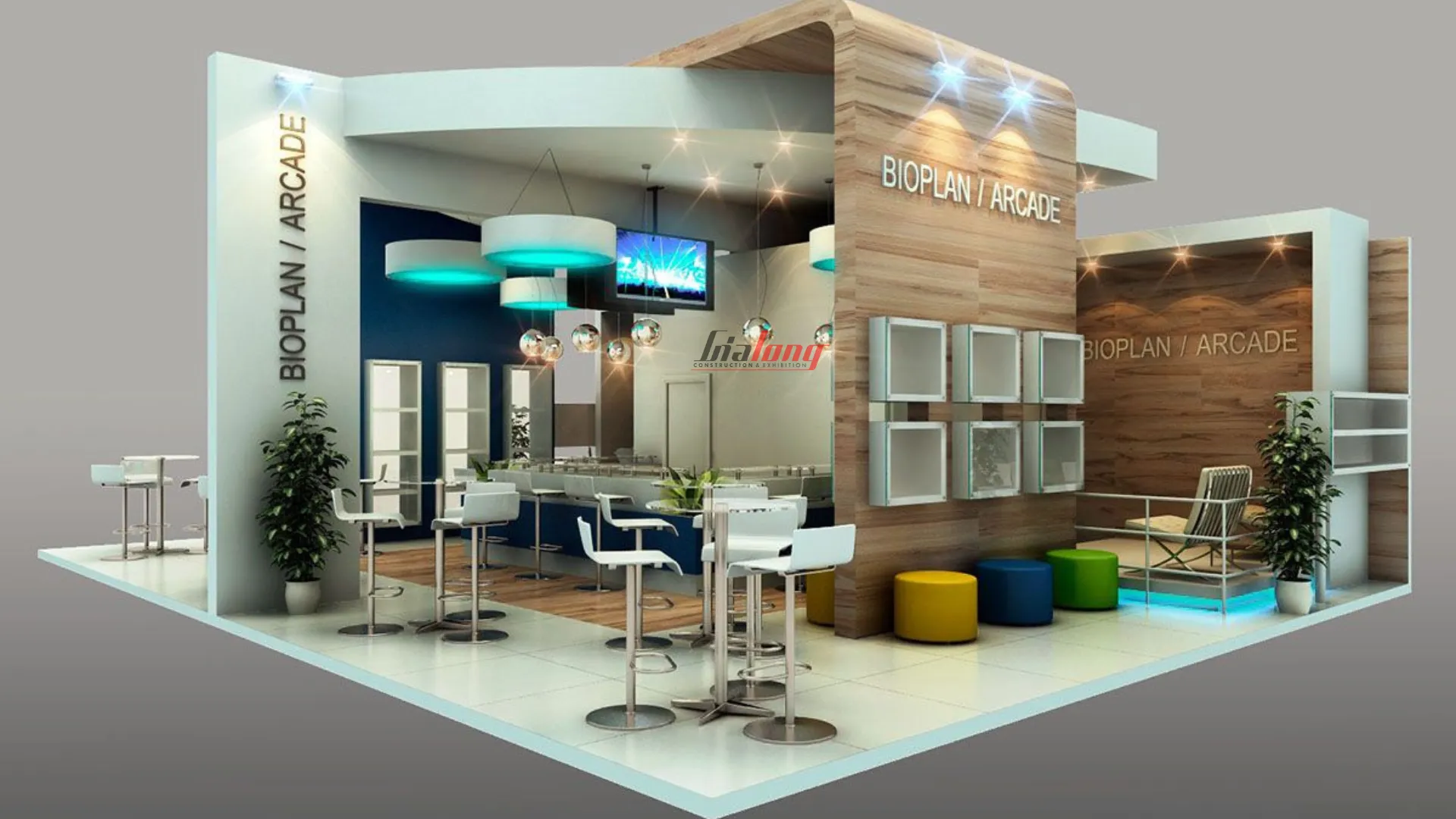 Mẫu thiết kế gian hàng do Gia Long thực hiện tại triển lãm ngành hóa chất.