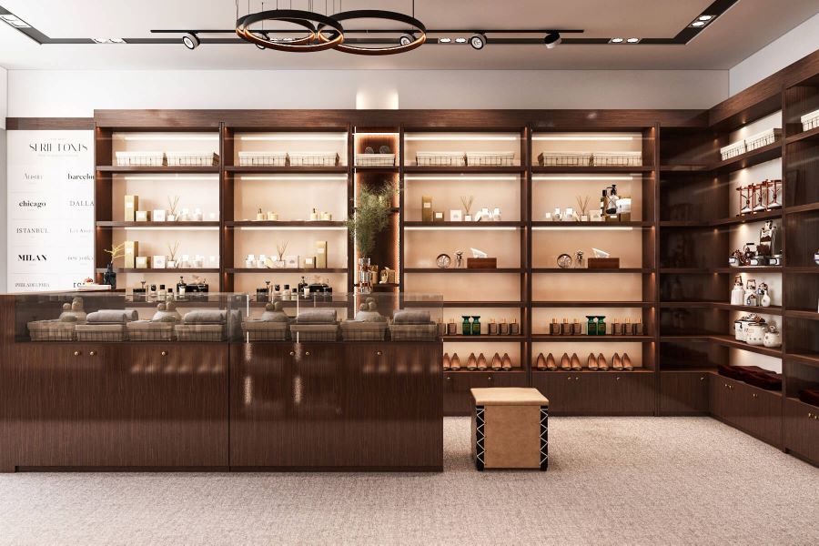 Gợi ý mẫu thiết kế shop mỹ phẩm sang trọng