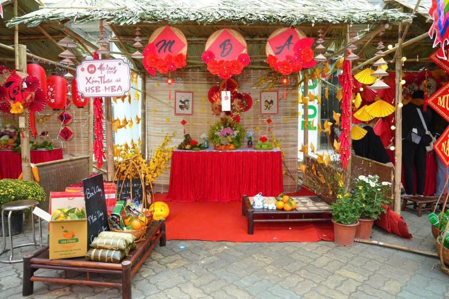 Mẫu gian hàng hội chợ quê kết hợp tiểu cảnh