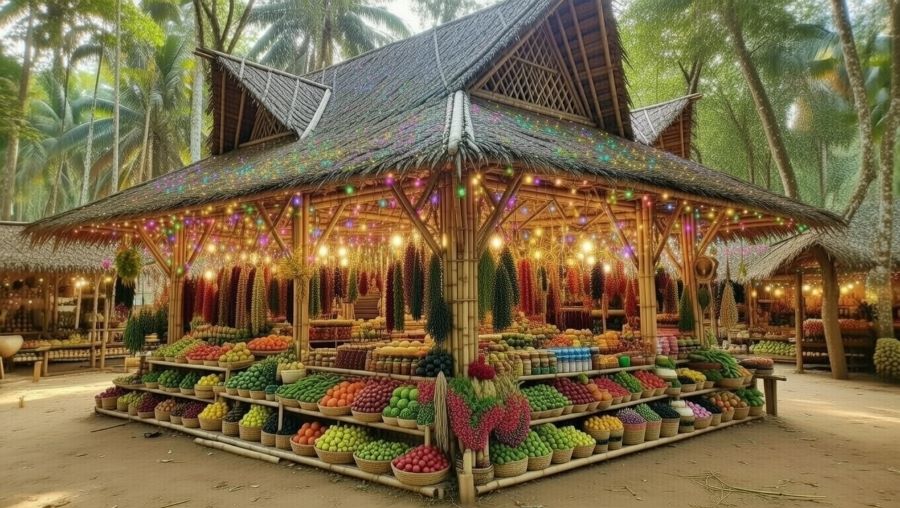 Mẫu gian hàng hội chợ quê trưng bày sản phẩm