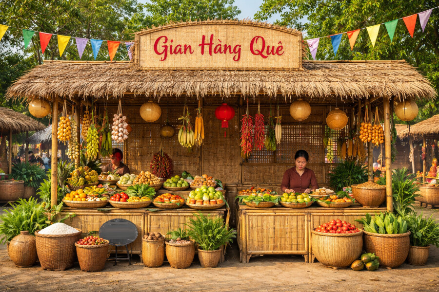 Mẫu gian hàng hội chợ quê truyền thống