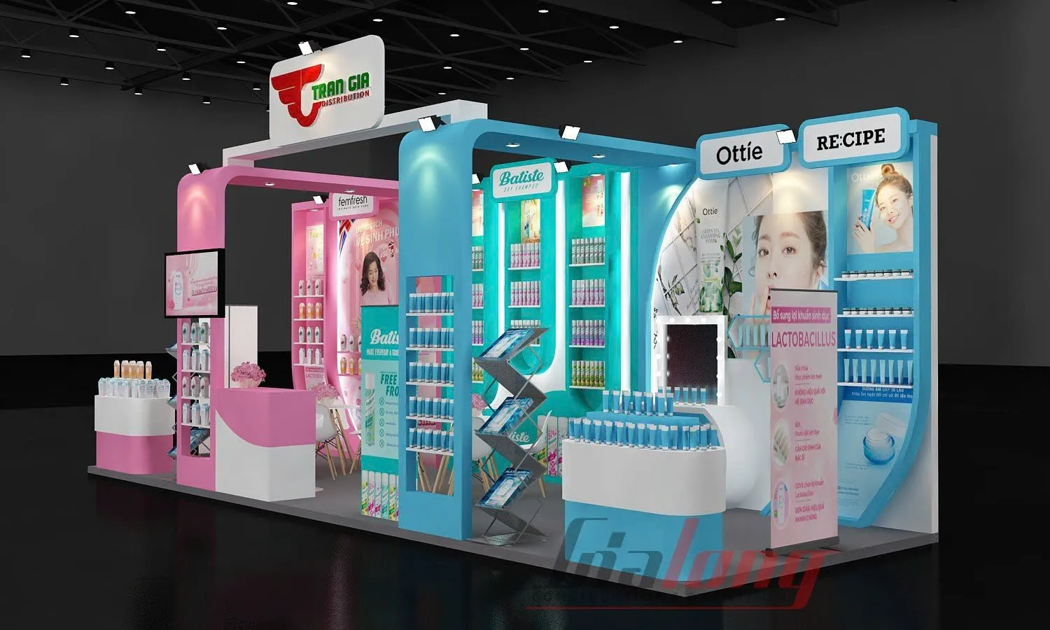 Mẫu gian hàng trưng bày kết hợp bán hàng được Gia Long thiết kế