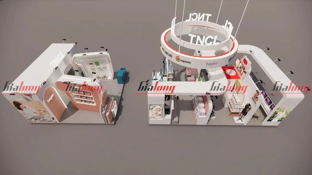 Một số mẫu mẫu gian hàng trưng bày sản phẩm đẹp năm 2026 do Gia Long thiết kế 2