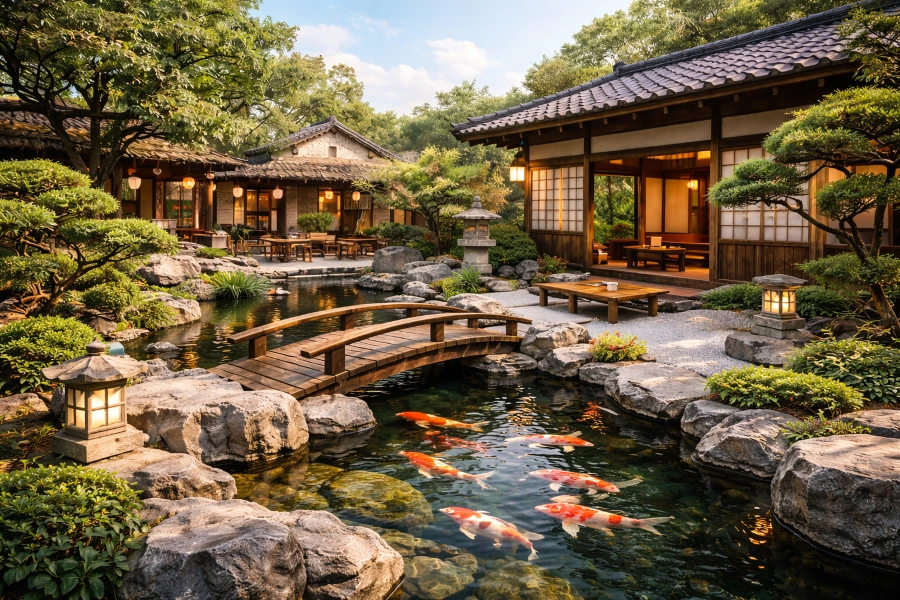 Mẫu thiết kế cà phê sân vườn mang phong cách Nhật Bản