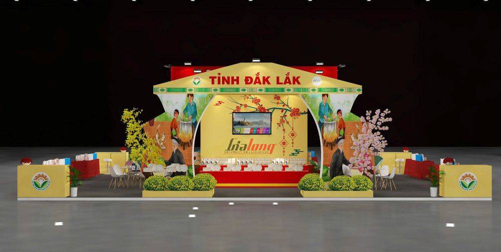 Gian hàng tỉnh Đắk Lắk do Gia Long thiết kế thi công nổi bật giữa tại lễ khai mạc Hội chợ Mùa Xuân 2026 Gian hàng tỉnh Đắk Lắk do Gia Long thiết kế thi công nổi bật giữa tại lễ khai mạc Hội chợ Mùa Xuân 2026