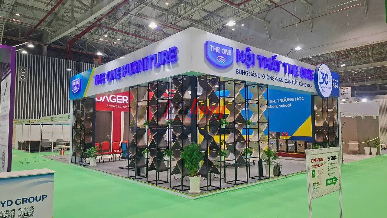 Gia Long completed the design and construction of the booth at the Furniture Fair Vietnam Gia Long completed the design and construction of the booth at the Furniture Fair Vietnam